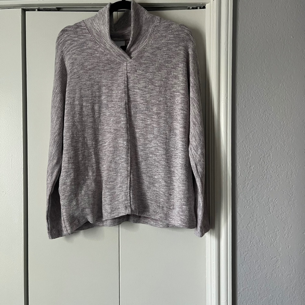 Pure Jill Funnel Neck Pullover‎ Sweater Knit Top Heathered Purple Gray Size S